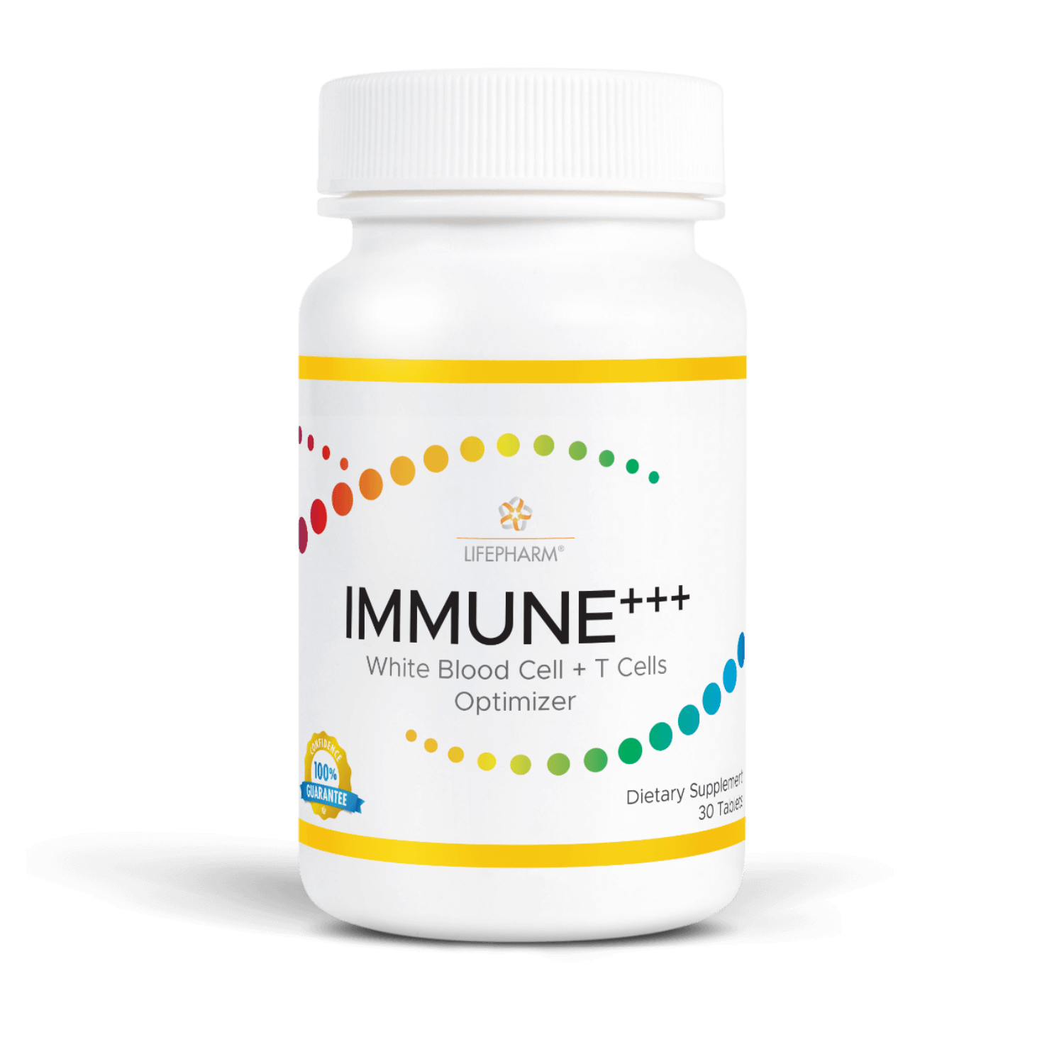 IMMUNE+++ supplement bottle with vitamin C, Reishi & Maitake mushroom blend for immune support