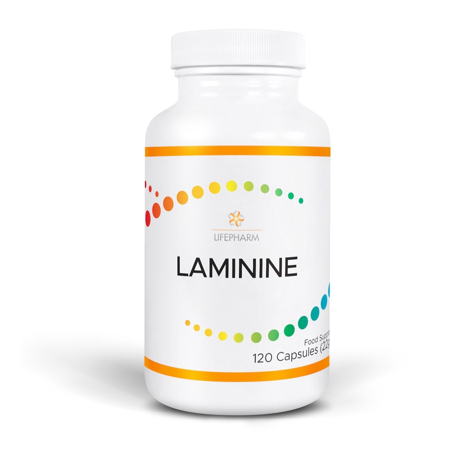 LAMININE supplement bottle with FGF-2 fertilized egg extract, marine & plant protein for stem cell activation and healthy aging